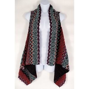 Boho Festival Crochet Waterfall Vest Hippie Artsy Layering M-L